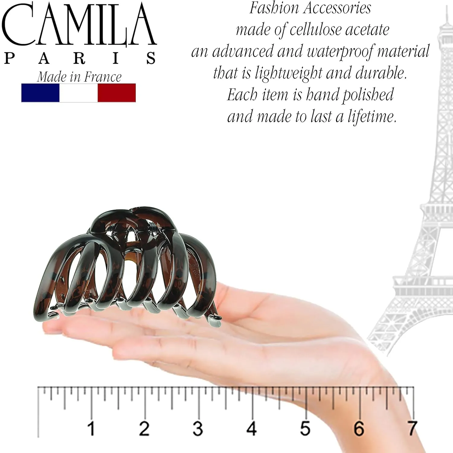 Camila Paris AD718 2PK French Octopus Hair Clip, Large Clips for Thick Hair, Girls Big Claw Clip for Long Hair, Durable Women's Clips With Strong No-Slip Grip, Made in France