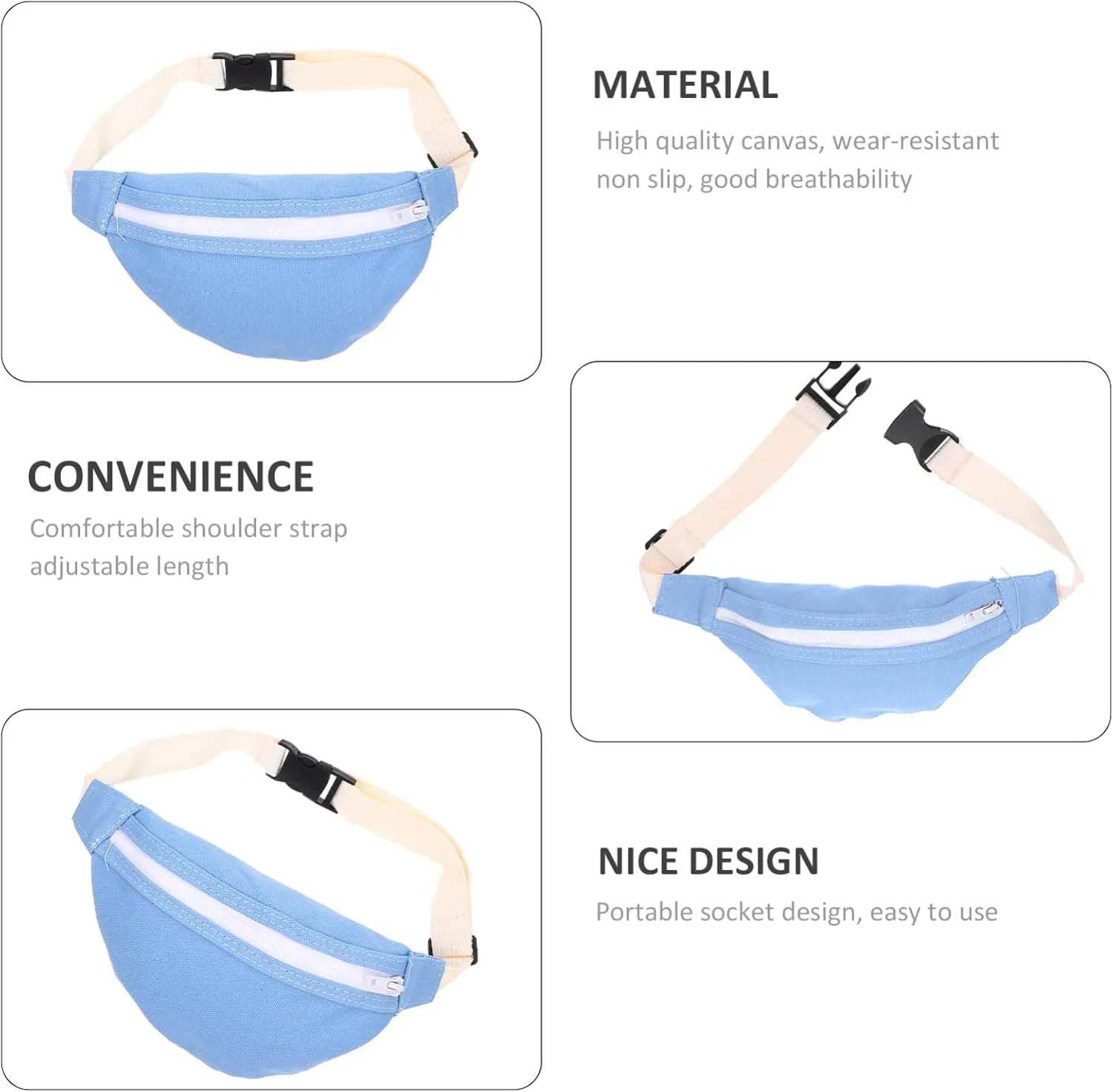 Canvas Waist Bag Crossbody Fanny Pack for Boys Durable Storage Bag for Outdoor Activities present for Birthday Holidays