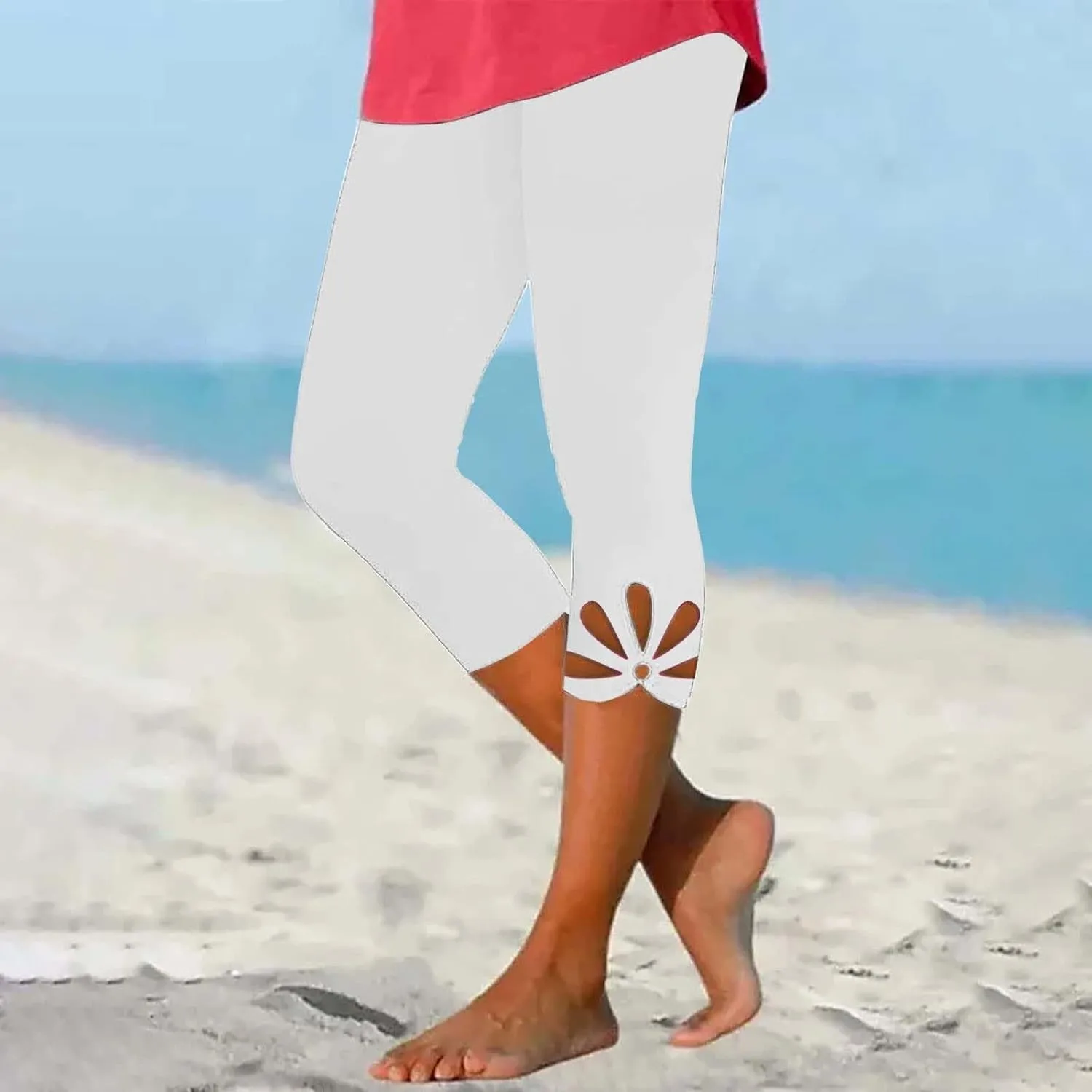 Capri Pants for Women Summer Dressy Comfy Stretchy Cropped Leggings High Waist Yoga Pants Workout Compression Pants