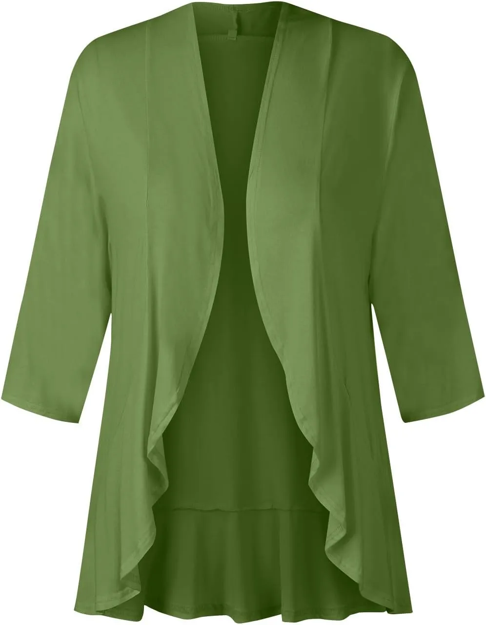 Cardigan for Women Lightweight Summer 3/4 Sleeve Open Front Ruffle Kimono Cardigan Duster