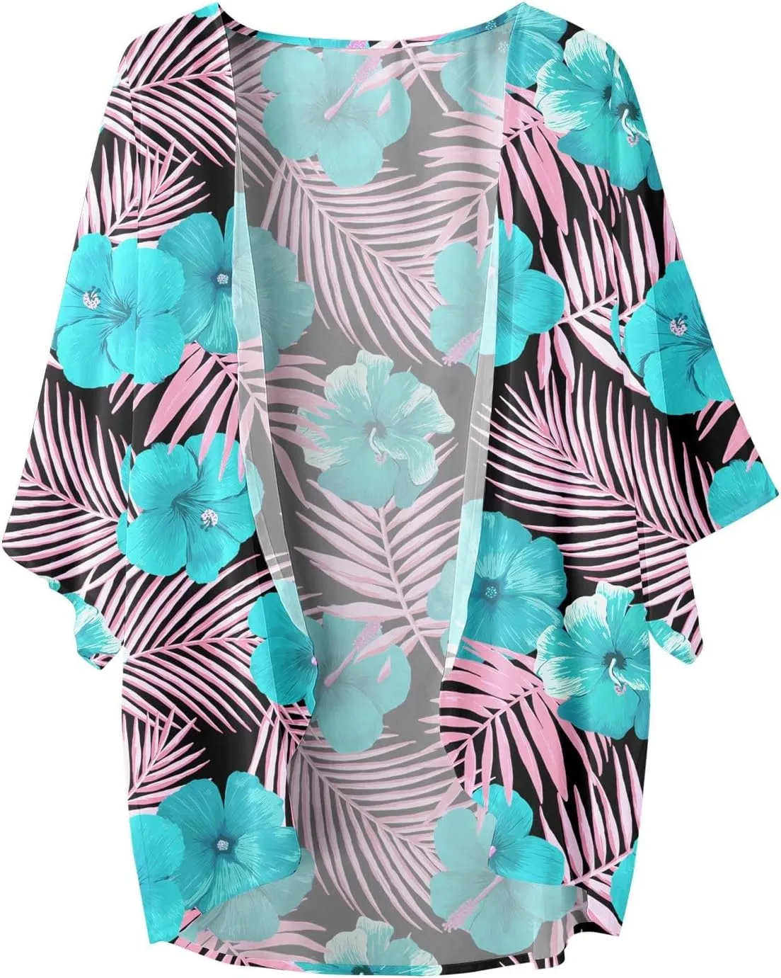 Cardigan for Women Lightweight Summer Floral 3/4 Sleeve Duster Cardigans Casual Comfort Open Front Kimonos Cover Up Blouse