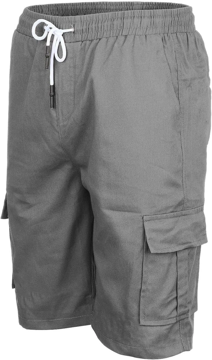 Cargo Shorts for Men Big and Tall Summer Casual Work Shorts Drawstring Elastic Waist Knee Length Bermuda Short 2025