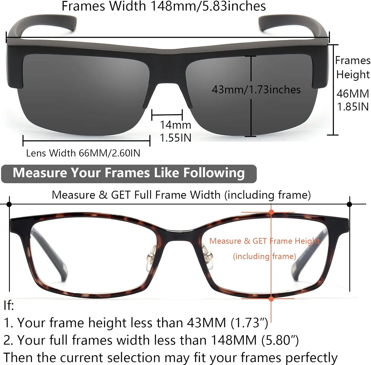 CAXMAN Fit Over Glasses Sunglasses for Men & Women Polarized Lens 100% UV Protection