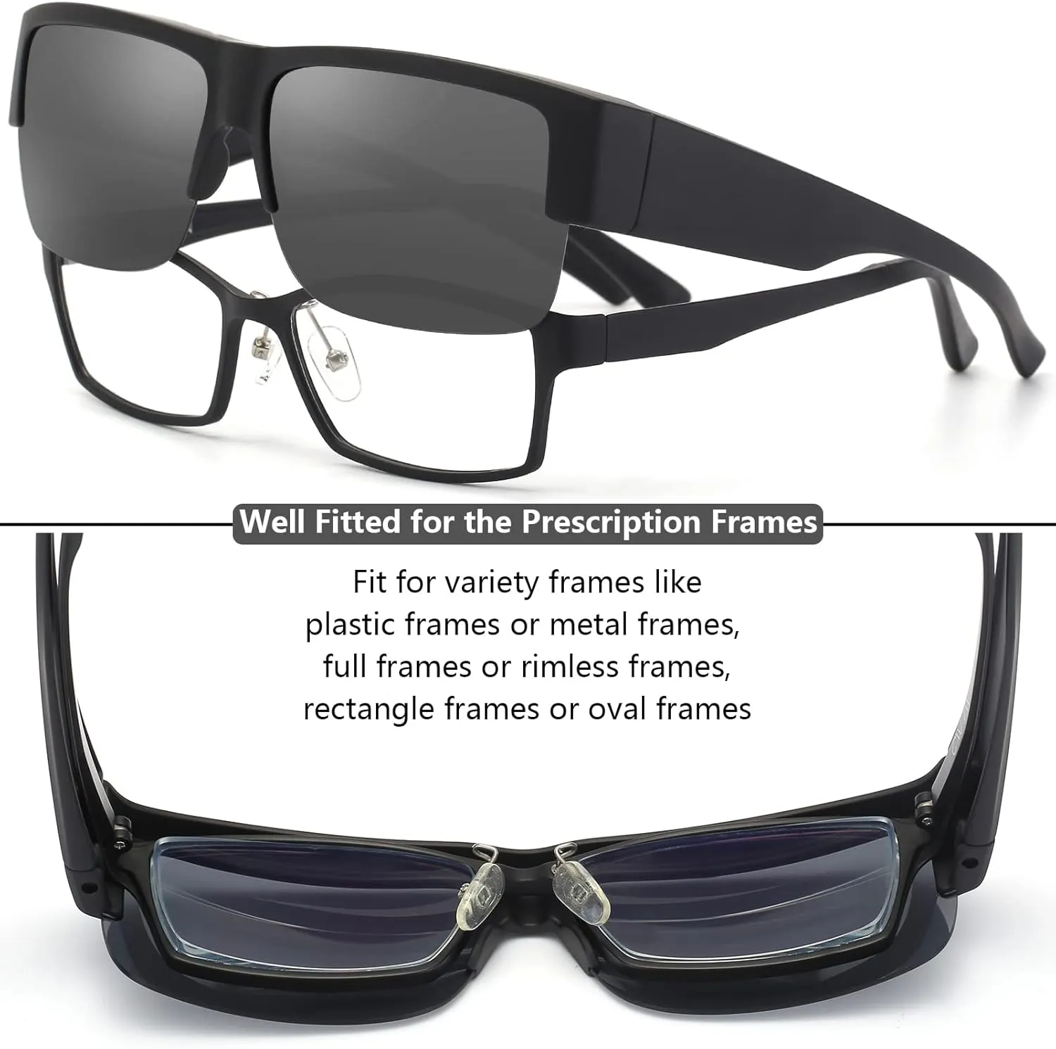 CAXMAN Fit Over Glasses Sunglasses for Men & Women Polarized Lens 100% UV Protection