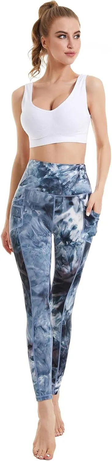 ccko High Waisted Leggings for Women with Pockets, Womens Yoga Pants Stretch Workout Leggings Tummy Control