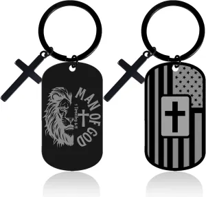 Christian Father's Day Gifts - Religious Man of God Keychain for Men, Bible Gift for Dad Husband Boysfriend Son, Graduation Birthday Easter Christmas Baptism Presents