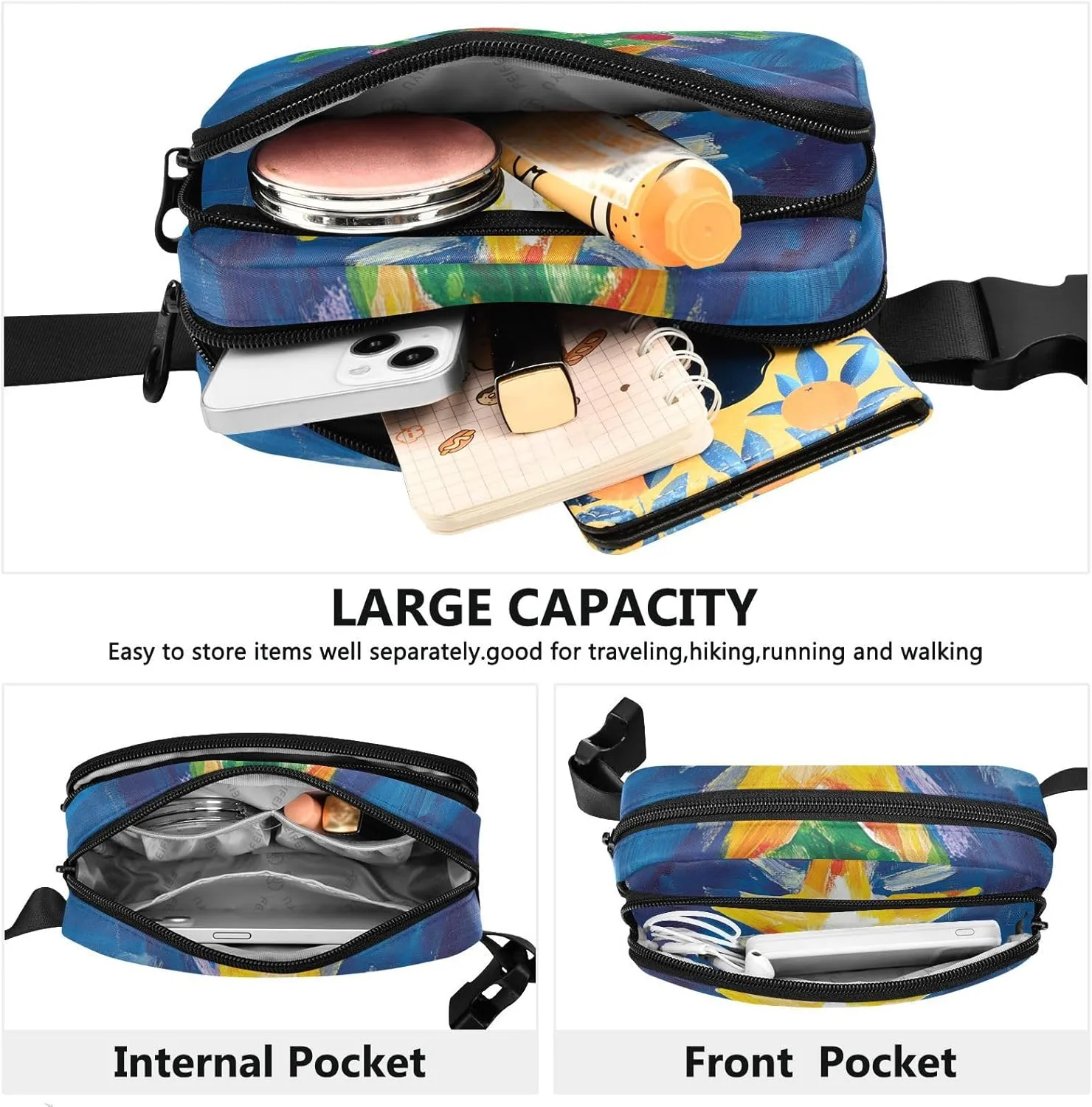 Christmas Tree Star Trendy Fanny Waist Pack for Women Men Teens Large Capacity Sling Bag Travel Accessory with Adjustable Strap for Travel Running Hiking