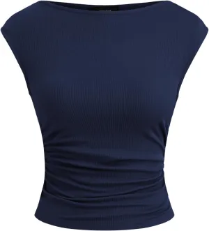 CIDER Women's Ruched Tank Top Boat Neck Sleeveless Top Knit Slim Fit Tank Top