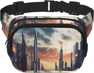 City Scape Fanny Pack Adjustable Crossbody Bag Large Waist Bag Travel Belt Bag Unisex Bum Bag