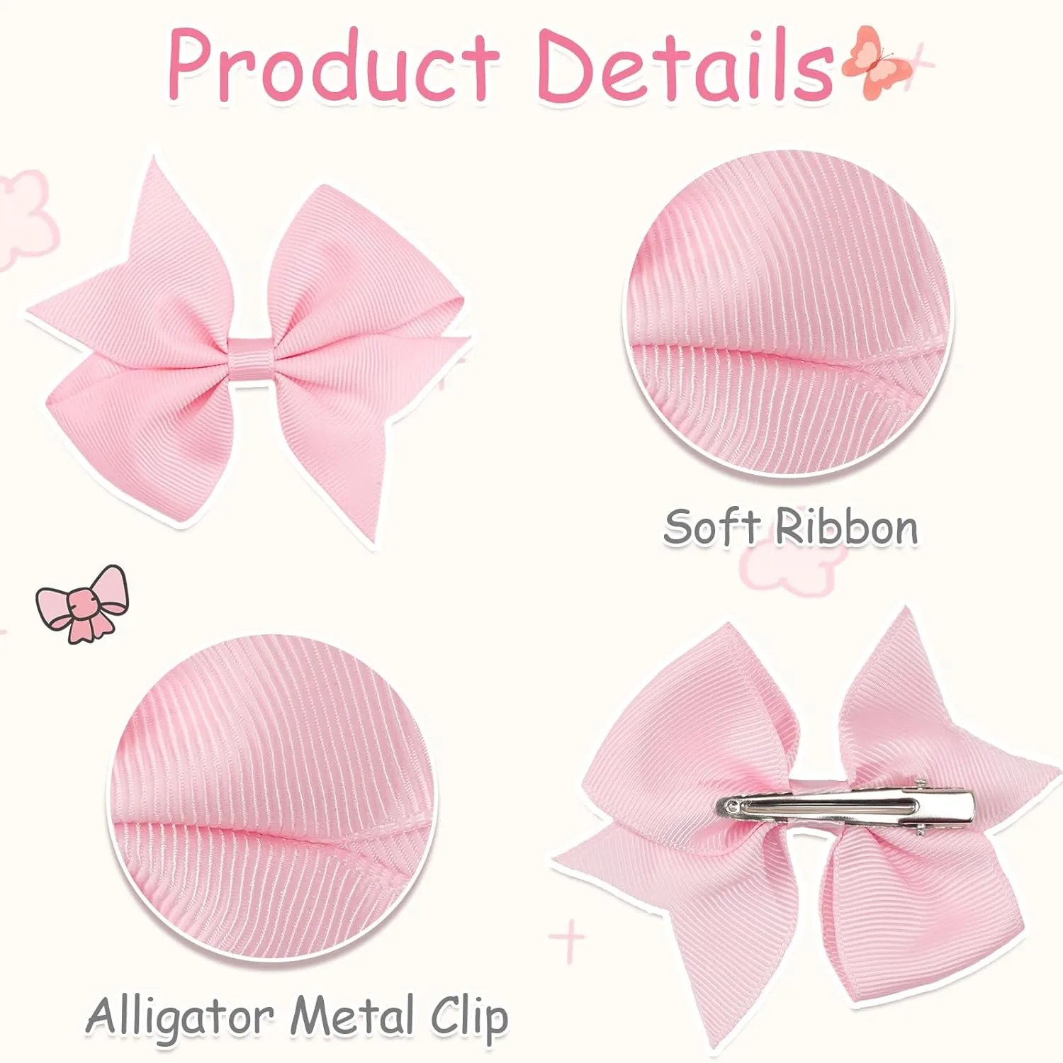 CLLOT 40pcs 3.5 inch Hair Bows for Girls Grosgrain Ribbon Toddler Hair Bows Alligator Clips for Baby Girls Kids Teens Back to School Hair Accessories in Pairs