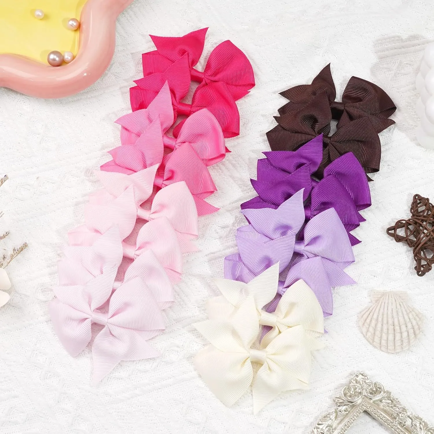 CLLOT 40pcs 3.5 inch Hair Bows for Girls Grosgrain Ribbon Toddler Hair Bows Alligator Clips for Baby Girls Kids Teens Back to School Hair Accessories in Pairs