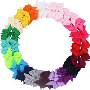 CLLOT 40pcs 3.5 inch Hair Bows for Girls Grosgrain Ribbon Toddler Hair Bows Alligator Clips for Baby Girls Kids Teens Back to School Hair Accessories in Pairs