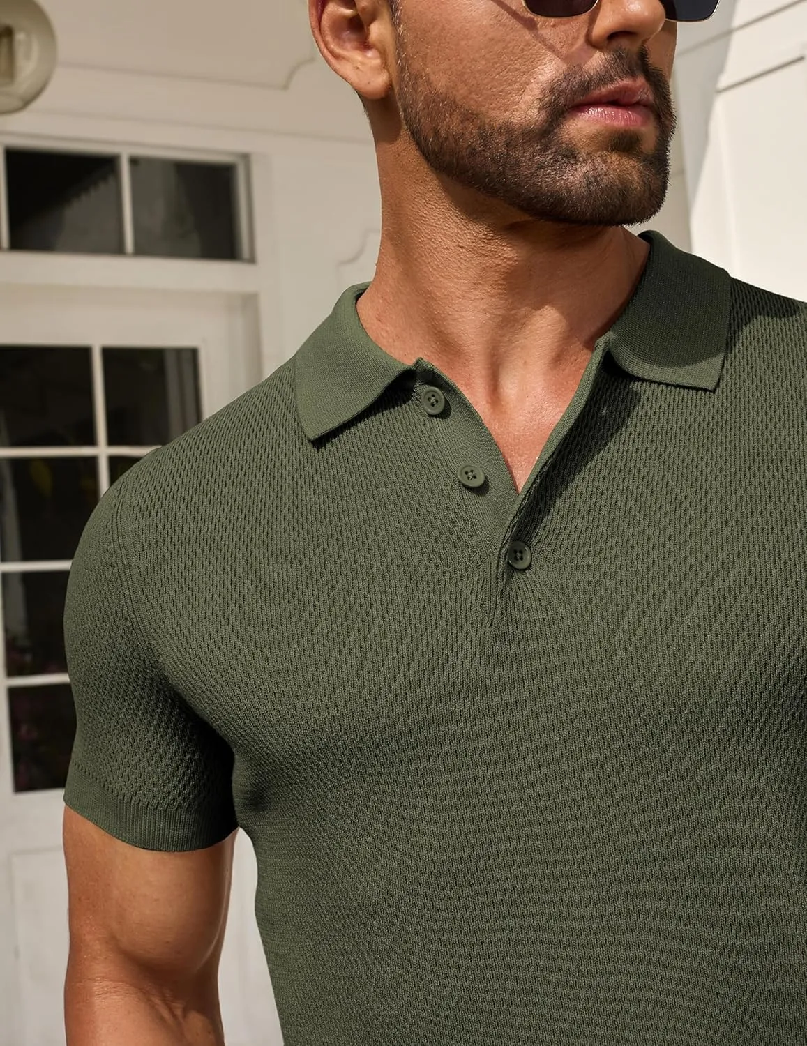 COOFANDY Men's Knit Polo Shirts Short Sleeve Textured Golf Shirt Fashion Casual Collared Pullover T-Shirts