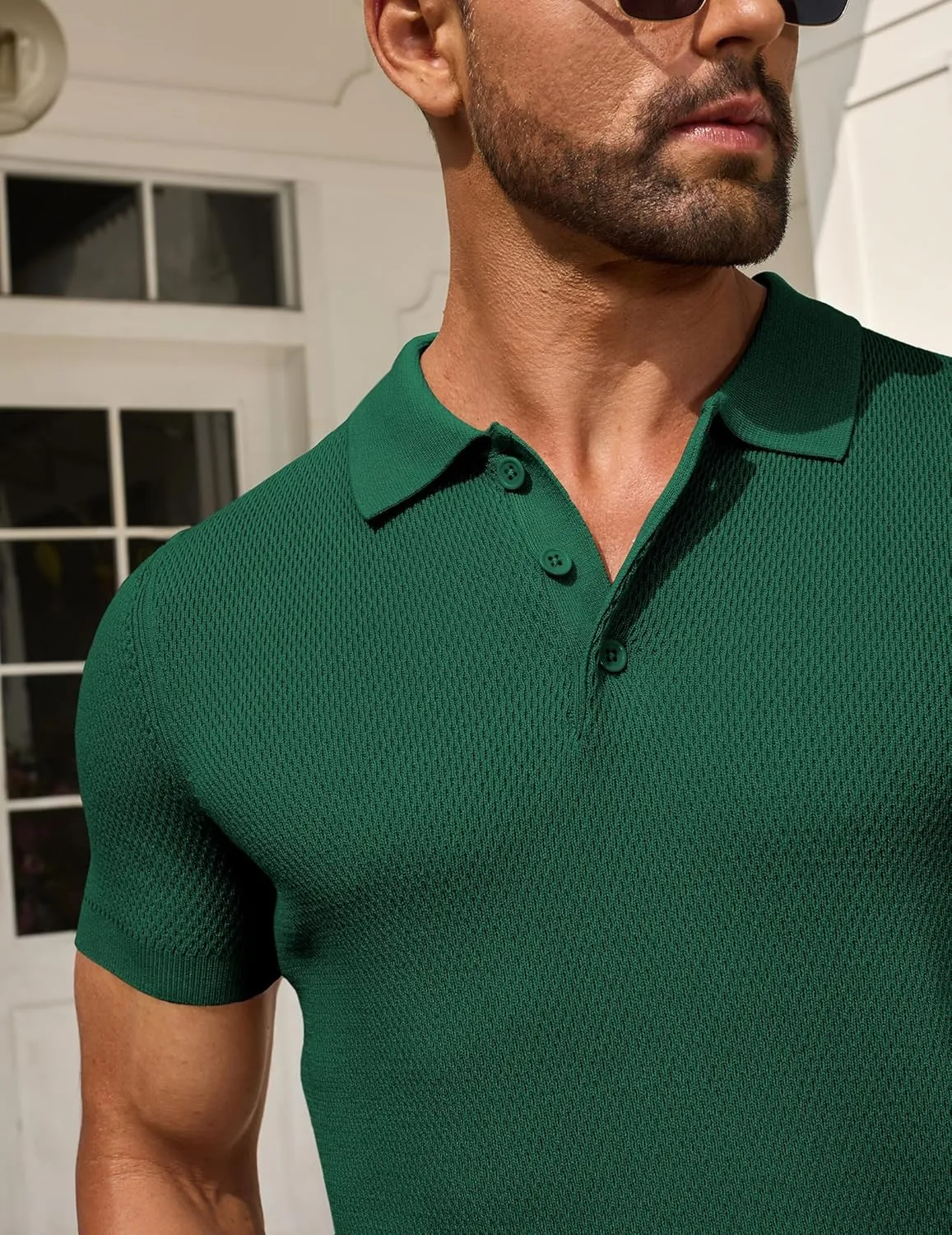 COOFANDY Men's Knit Polo Shirts Short Sleeve Textured Golf Shirt Fashion Casual Collared Pullover T-Shirts