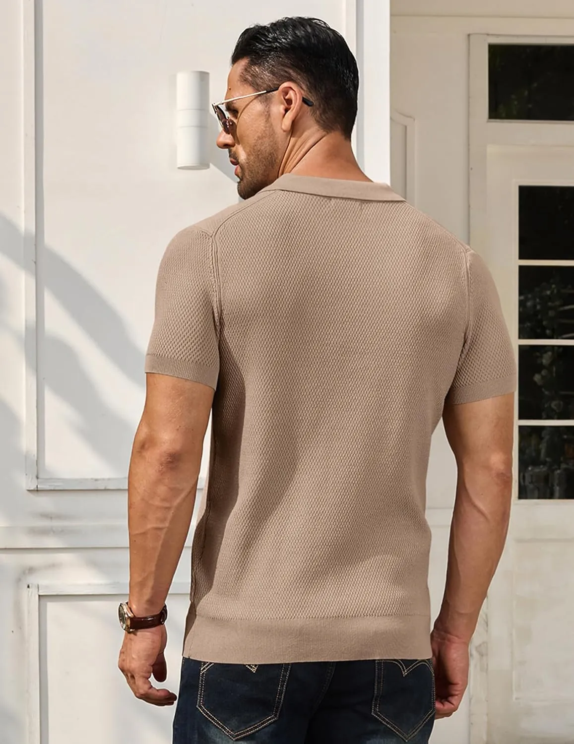 COOFANDY Men's Knit Polo Shirts Short Sleeve Textured Golf Shirt Fashion Casual Collared Pullover T-Shirts