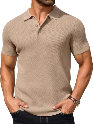 COOFANDY Men's Knit Polo Shirts Short Sleeve Textured Golf Shirt Fashion Casual Collared Pullover T-Shirts