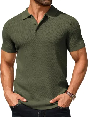 COOFANDY Men's Knit Polo Shirts Short Sleeve Textured Golf Shirt Fashion Casual Collared Pullover T-Shirts