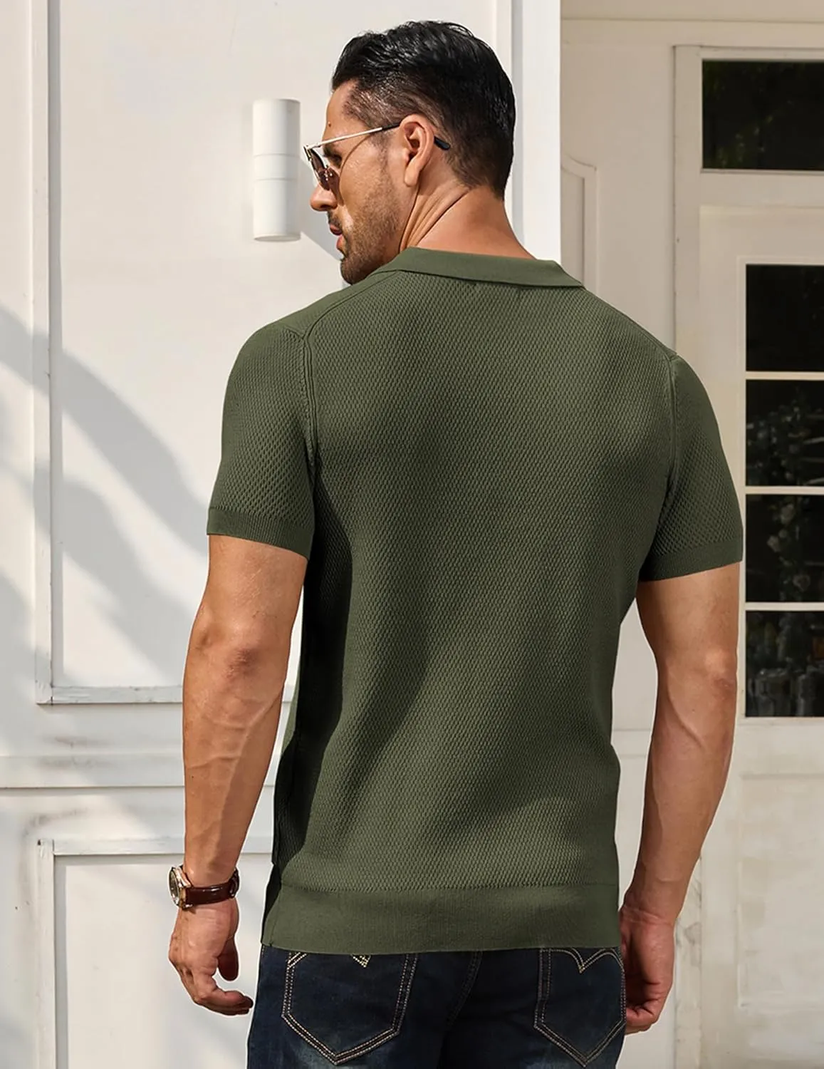COOFANDY Men's Knit Polo Shirts Short Sleeve Textured Golf Shirt Fashion Casual Collared Pullover T-Shirts