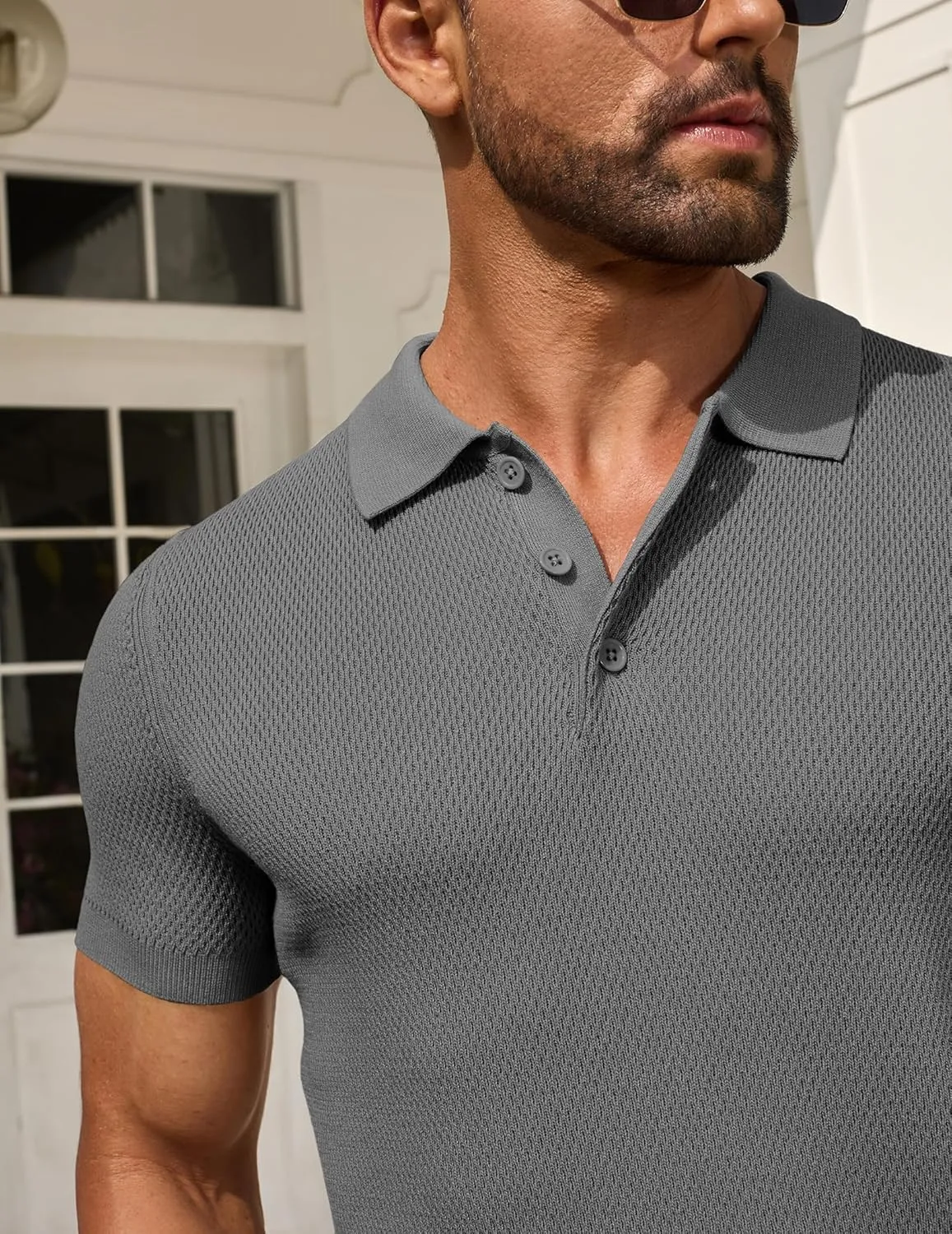 COOFANDY Men's Knit Polo Shirts Short Sleeve Textured Golf Shirt Fashion Casual Collared Pullover T-Shirts