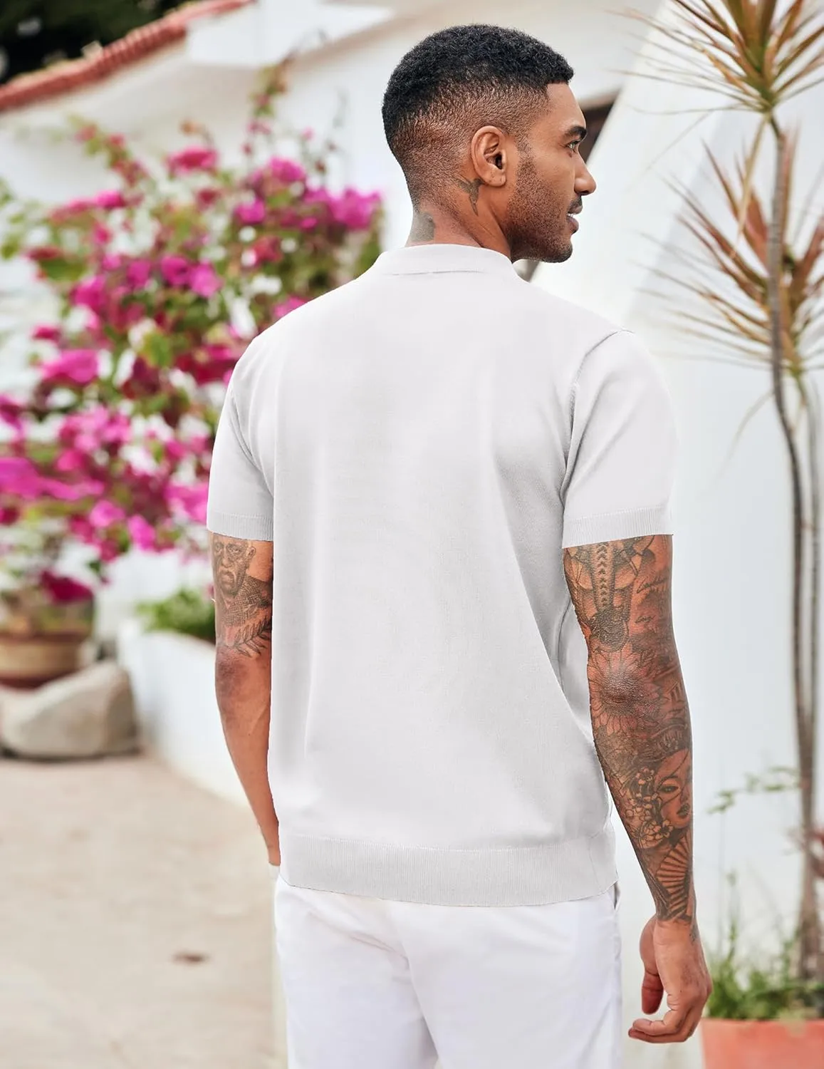 COOFANDY Men's Zipper Polo Shirt Casual Knit Short Sleeve Polo T Shirt Classic Fit Shirts