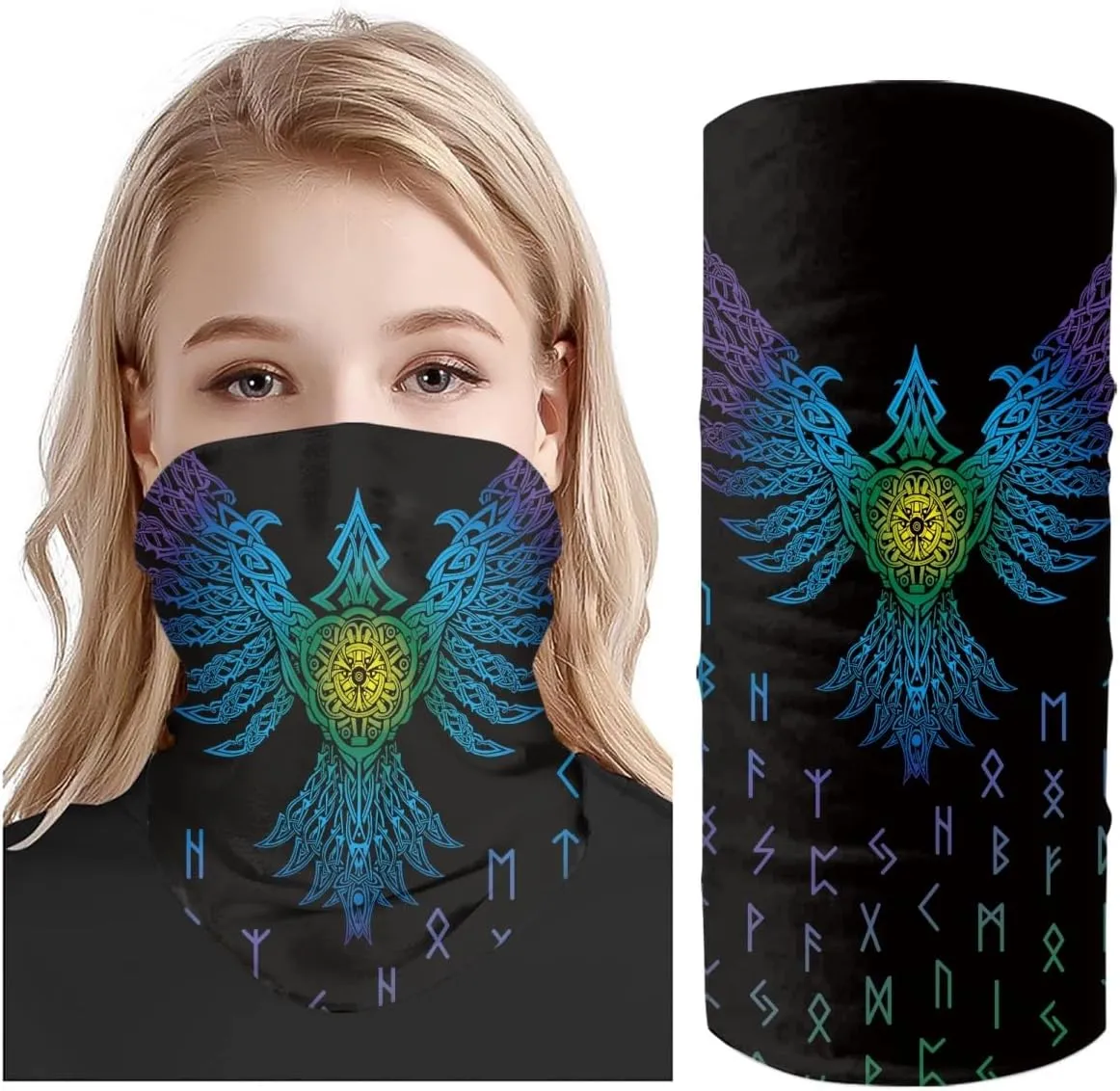 Cool Skull Face Bandanas Sports & Casual Headwear Viking Print Neck Gaiter, Headwrap, Balaclava, Helmet Liner