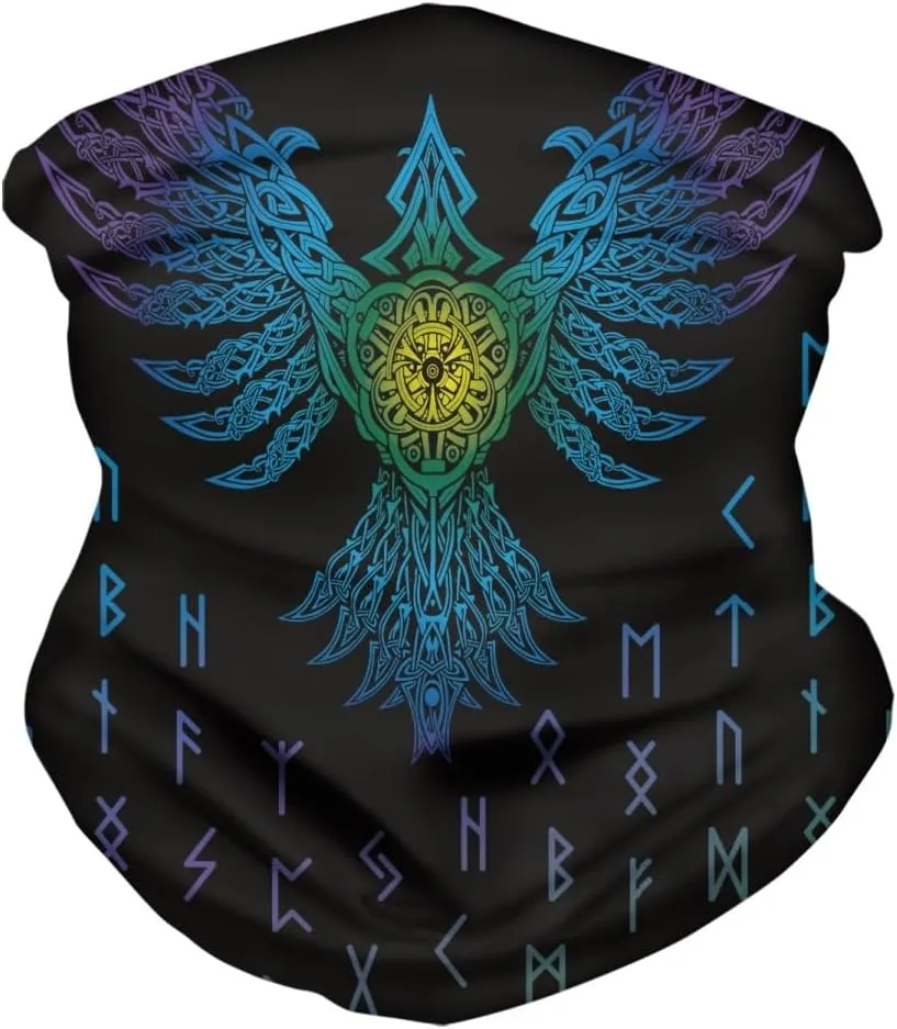 Cool Skull Face Bandanas Sports & Casual Headwear Viking Print Neck Gaiter, Headwrap, Balaclava, Helmet Liner