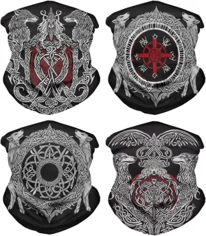 Cool Skull Face Bandanas Sports & Casual Headwear Viking Print Neck Gaiter, Headwrap, Balaclava, Helmet Liner