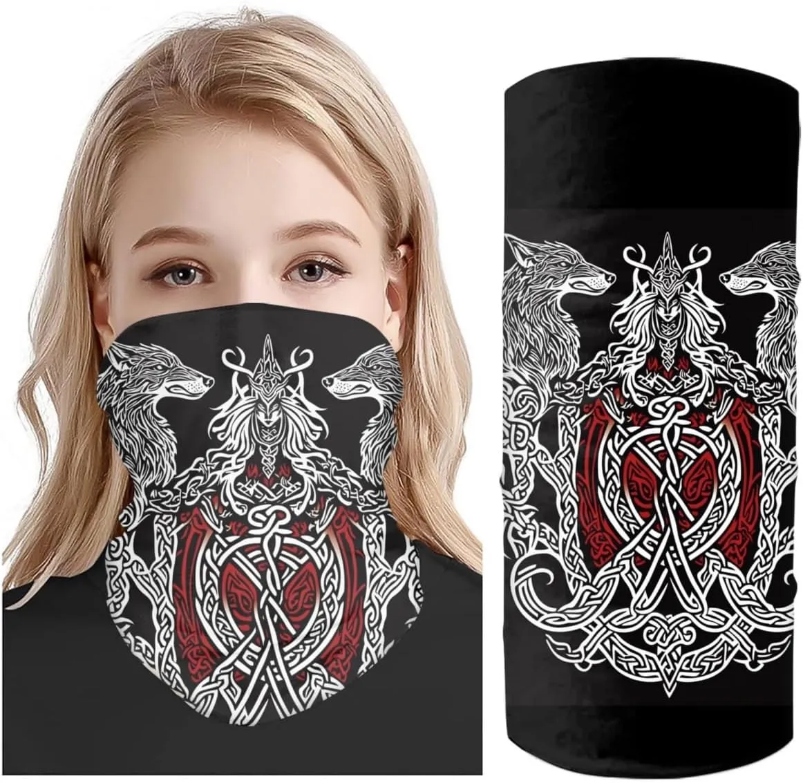 Cool Skull Face Bandanas Sports & Casual Headwear Viking Print Neck Gaiter, Headwrap, Balaclava, Helmet Liner