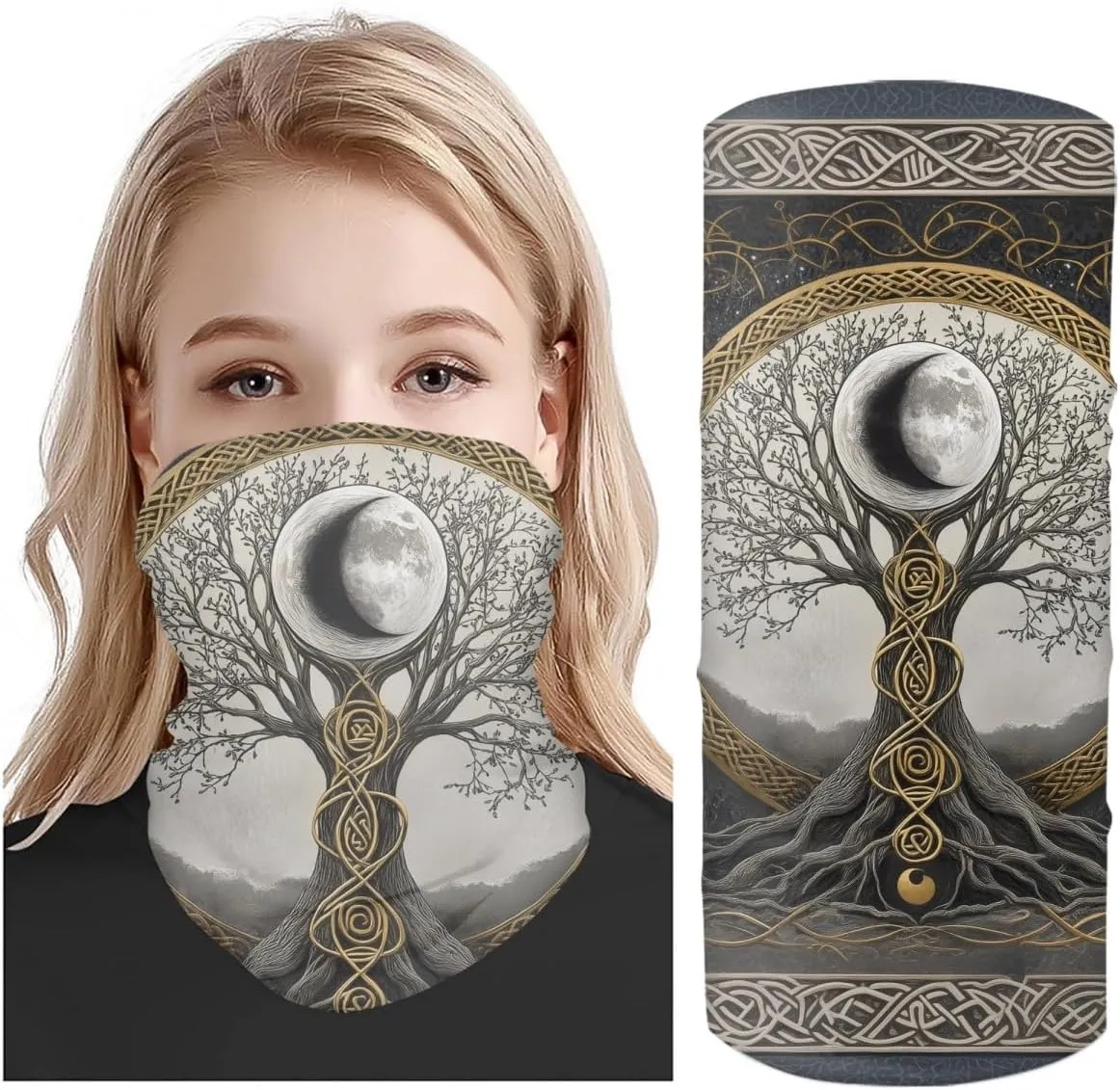 Cool Skull Face Bandanas Sports & Casual Headwear Viking Print Neck Gaiter, Headwrap, Balaclava, Helmet Liner