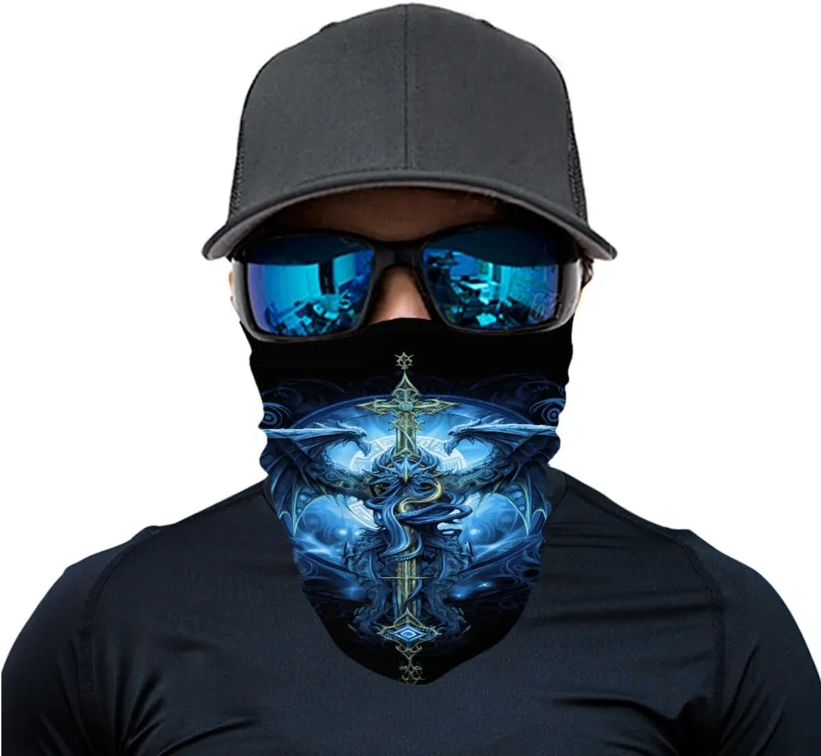 Cool Skull Face Bandanas Sports & Casual Headwear Viking Print Neck Gaiter, Headwrap, Balaclava, Helmet Liner