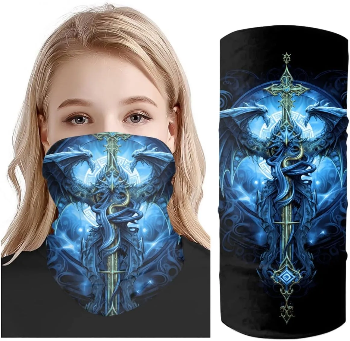 Cool Skull Face Bandanas Sports & Casual Headwear Viking Print Neck Gaiter, Headwrap, Balaclava, Helmet Liner