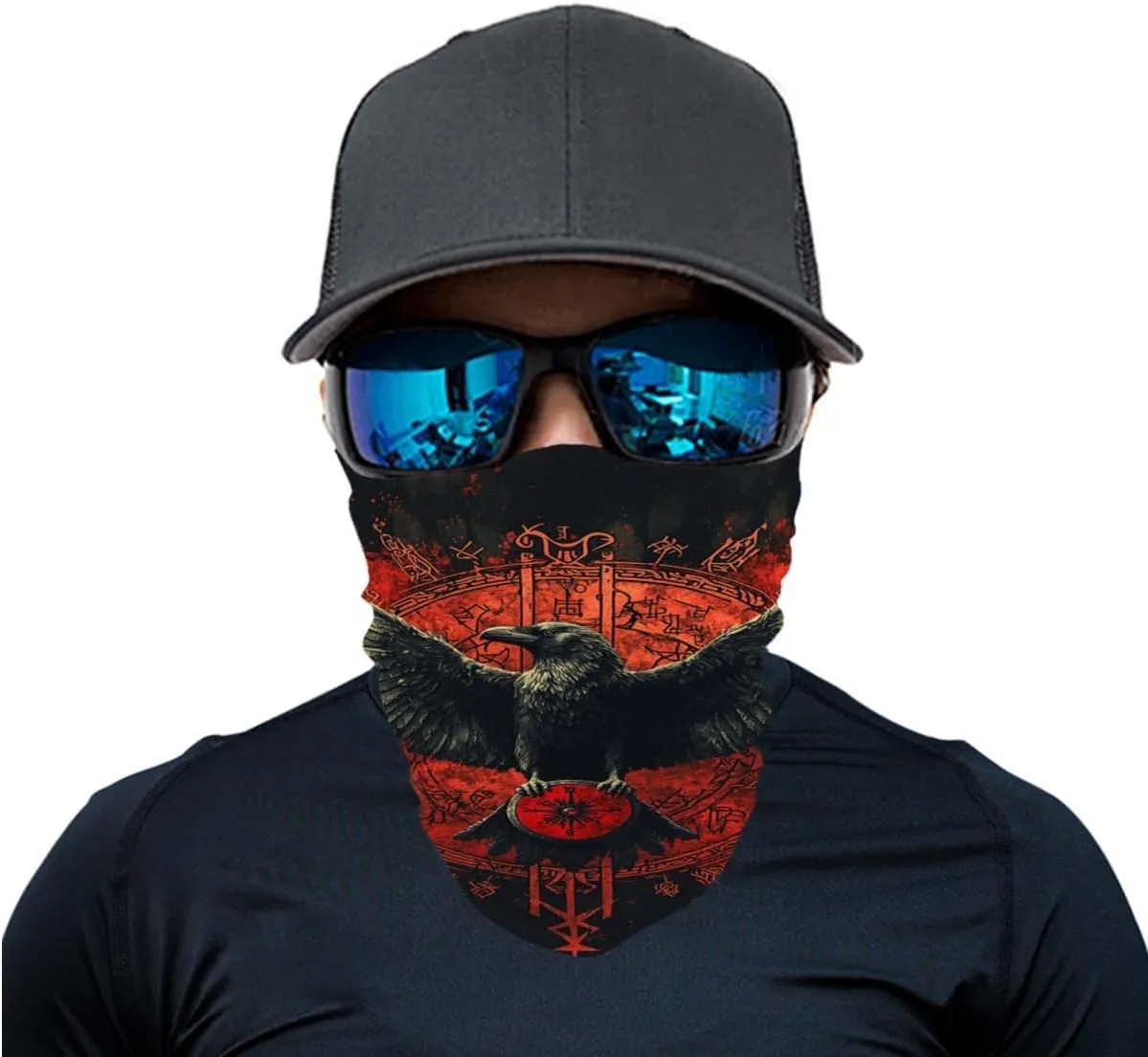 Cool Skull Face Bandanas Sports & Casual Headwear Viking Print Neck Gaiter, Headwrap, Balaclava, Helmet Liner