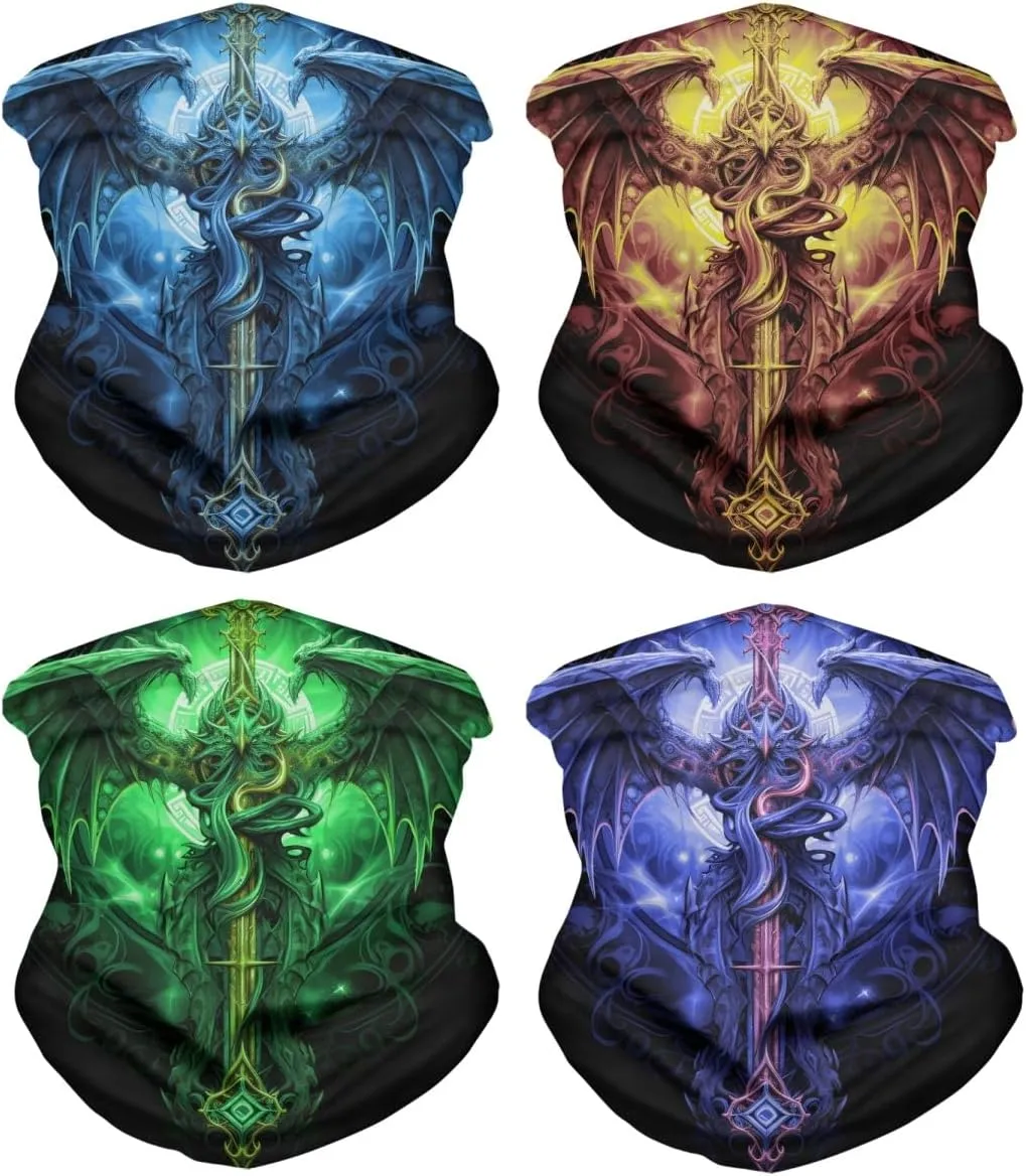Cool Skull Face Bandanas Sports & Casual Headwear Viking Print Neck Gaiter, Headwrap, Balaclava, Helmet Liner