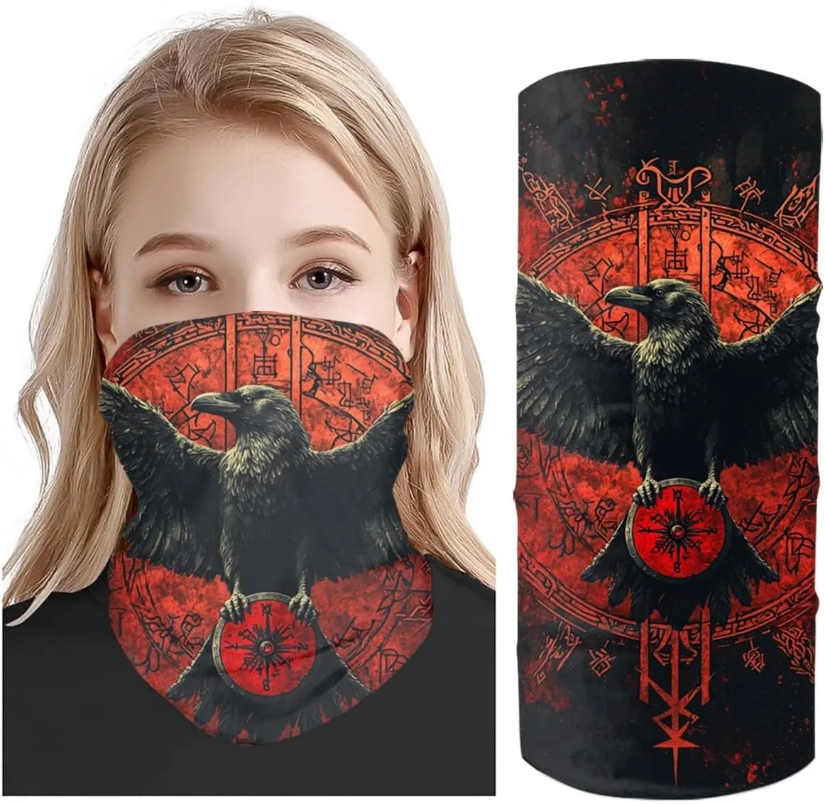 Cool Skull Face Bandanas Sports & Casual Headwear Viking Print Neck Gaiter, Headwrap, Balaclava, Helmet Liner
