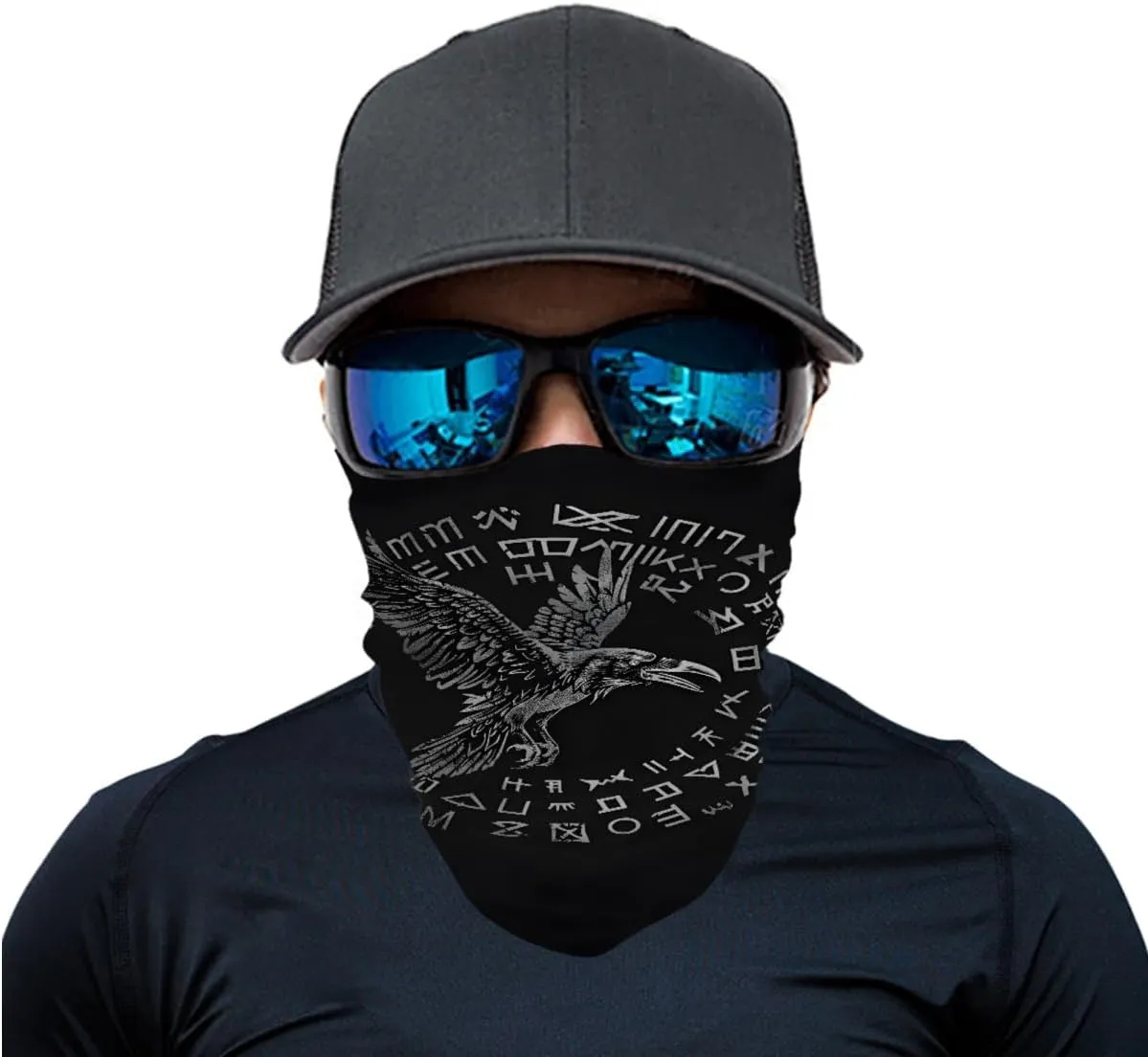 Cool Skull Face Bandanas Sports & Casual Headwear Viking Print Neck Gaiter, Headwrap, Balaclava, Helmet Liner
