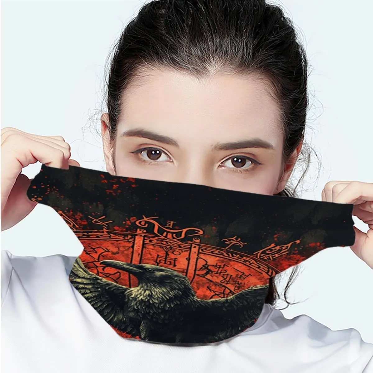 Cool Skull Face Bandanas Sports & Casual Headwear Viking Print Neck Gaiter, Headwrap, Balaclava, Helmet Liner