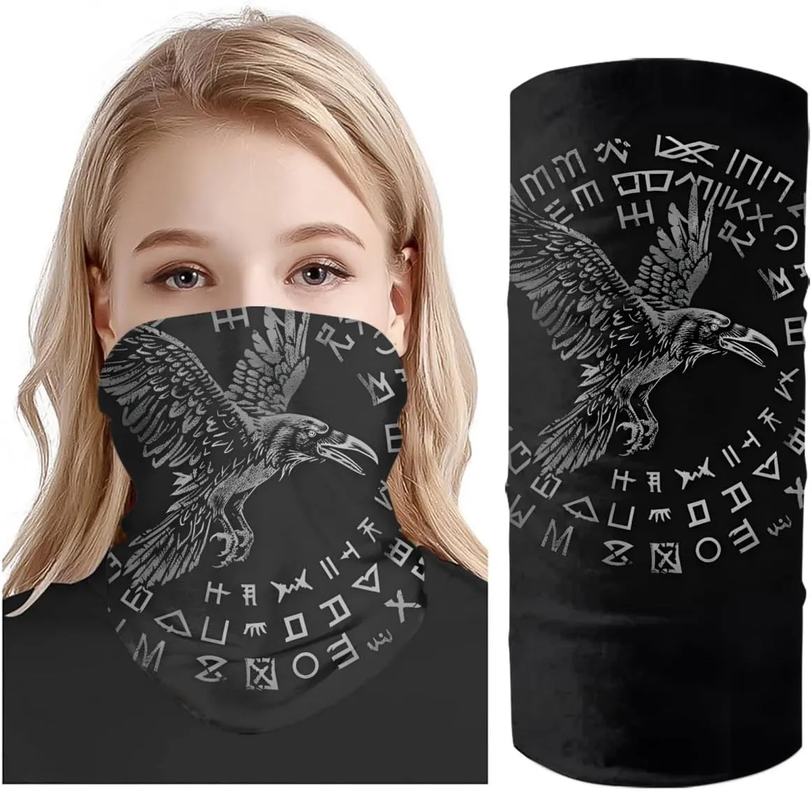 Cool Skull Face Bandanas Sports & Casual Headwear Viking Print Neck Gaiter, Headwrap, Balaclava, Helmet Liner