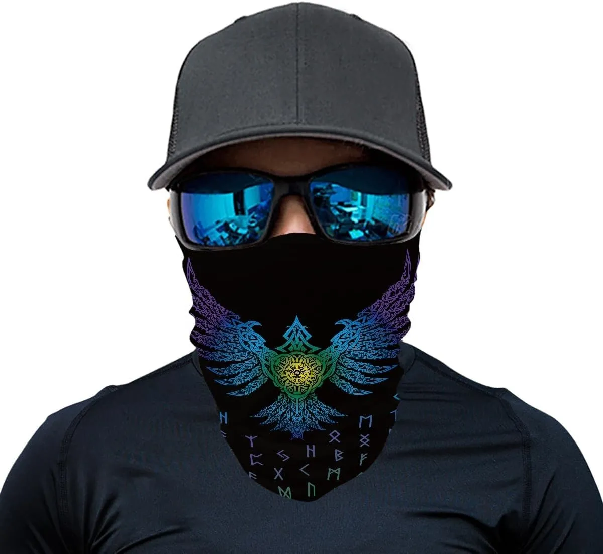 Cool Skull Face Bandanas Sports & Casual Headwear Viking Print Neck Gaiter, Headwrap, Balaclava, Helmet Liner