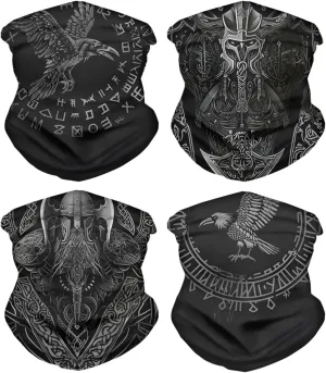 Cool Skull Face Bandanas Sports & Casual Headwear Viking Print Neck Gaiter, Headwrap, Balaclava, Helmet Liner