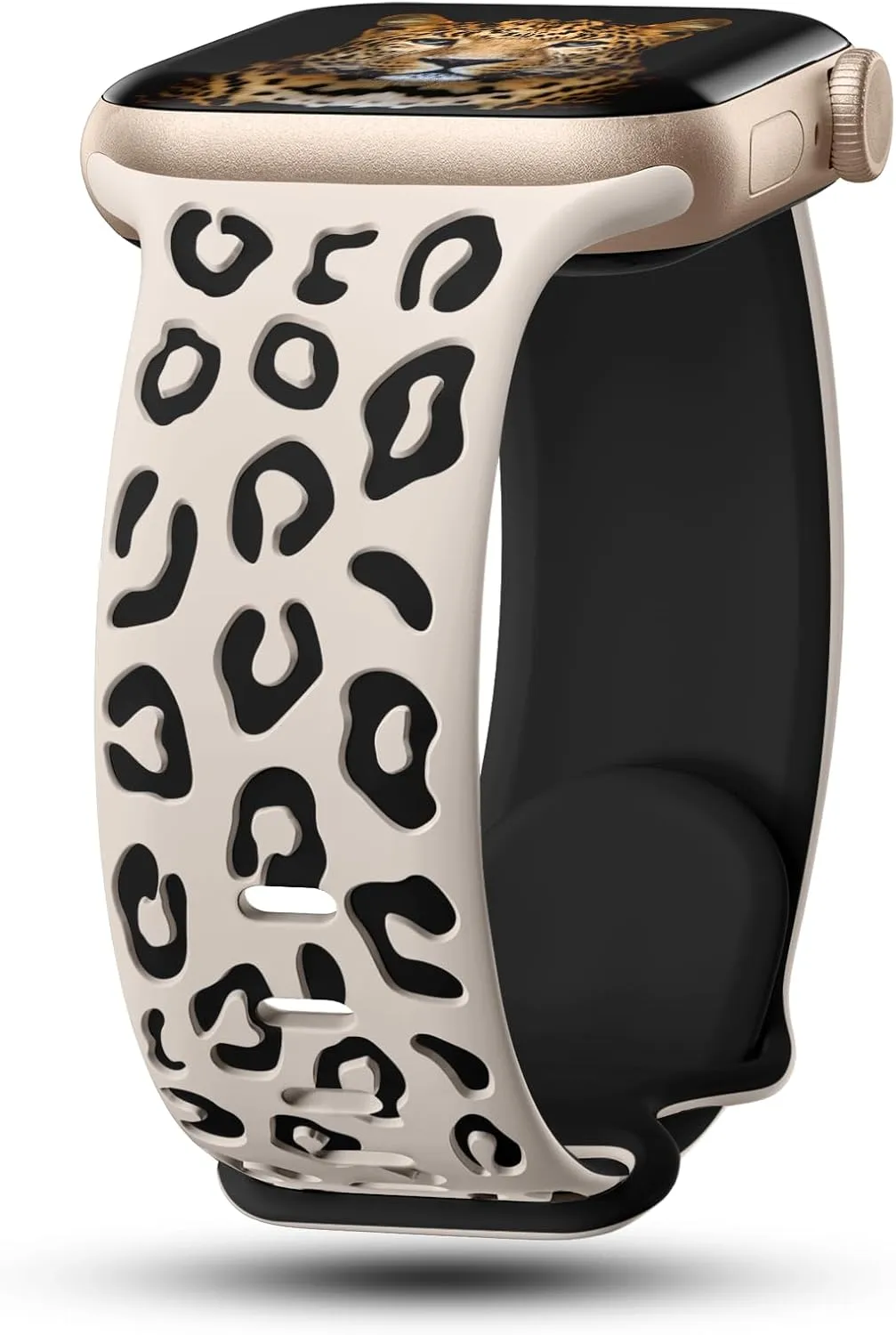 CreateGreat Engraved Leopard Bands Compatible with Apple Watch Band 40mm 41mm 38mm 42mm 44mm 45mm 46mm 49mm Women, Silicone Cheetah Designer Strap for iWatch Series 10 9 8 7 6 5 4 3 2 SE Ultra