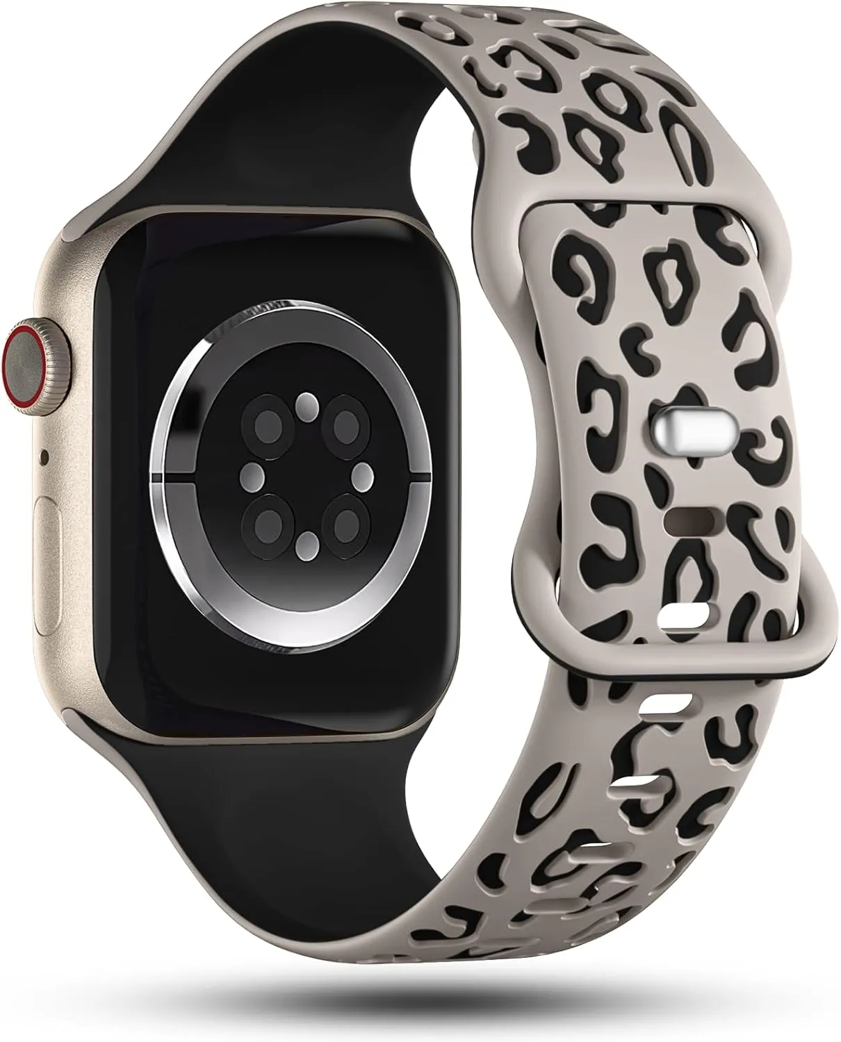 CreateGreat Engraved Leopard Bands Compatible with Apple Watch Band 40mm 41mm 38mm 42mm 44mm 45mm 46mm 49mm Women, Silicone Cheetah Designer Strap for iWatch Series 10 9 8 7 6 5 4 3 2 SE Ultra