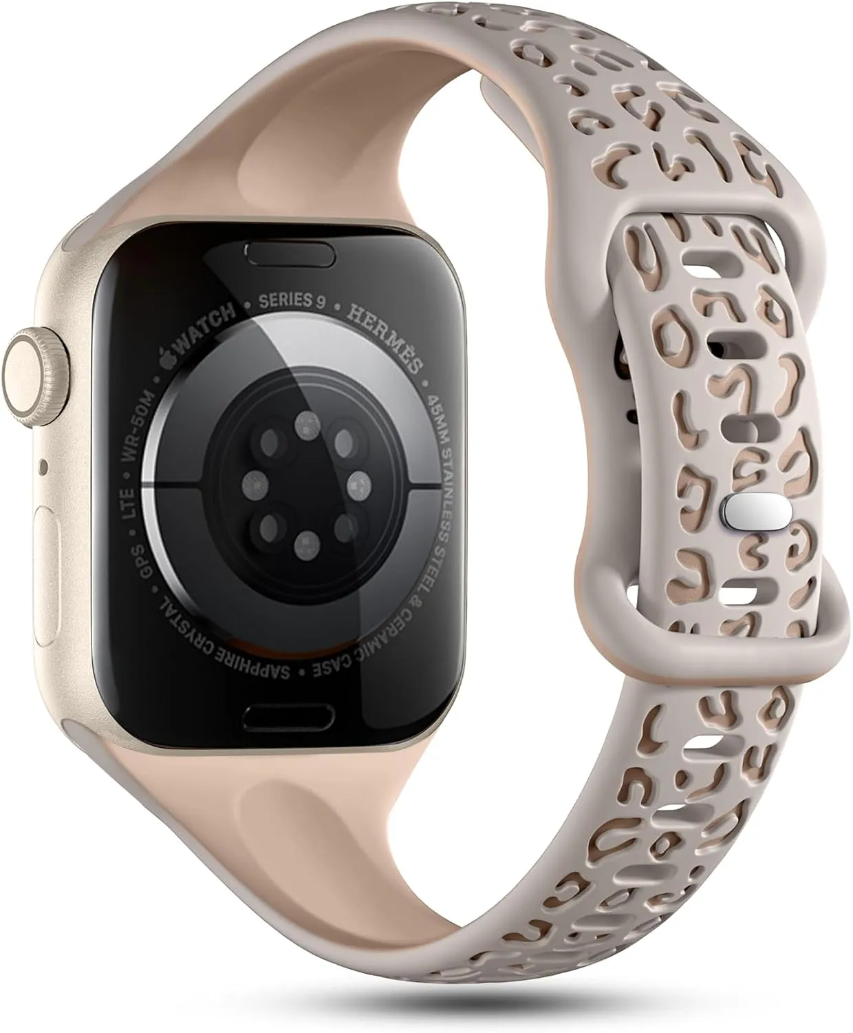 CreateGreat Slim Leopard Engraved Bands Compatible with Apple Watch Band 41mm 40mm 38mm 49mm 46mm 45mm 44mm 42mm Women, Cheetah Silicone Strap for iWatch Series 10 9 8 7 6 5 4 3 2 1,Ultra,SE