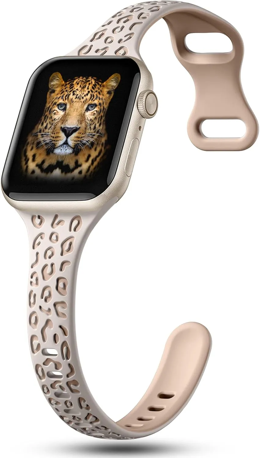 CreateGreat Slim Leopard Engraved Bands Compatible with Apple Watch Band 41mm 40mm 38mm 49mm 46mm 45mm 44mm 42mm Women, Cheetah Silicone Strap for iWatch Series 10 9 8 7 6 5 4 3 2 1,Ultra,SE