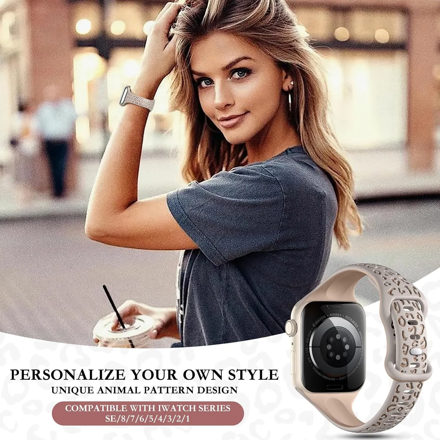 CreateGreat Slim Leopard Engraved Bands Compatible with Apple Watch Band 41mm 40mm 38mm 49mm 46mm 45mm 44mm 42mm Women, Cheetah Silicone Strap for iWatch Series 10 9 8 7 6 5 4 3 2 1,Ultra,SE
