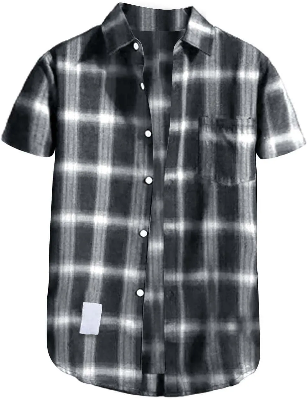 CRNTCEM Mens Short Sleeve Casual Plaid Shirts Cotton Regular Fit Button Down Gingham Shirts Summer Loose Dresses Blouses