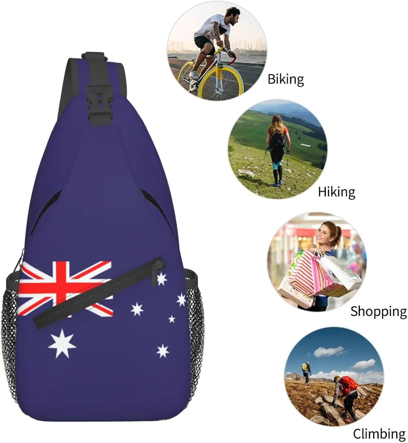 Cute Australia Flag Sling Backpack Multipurpose Crossbody Sling Bag Travel Hiking Crossbody Shoulder Bag Backpack