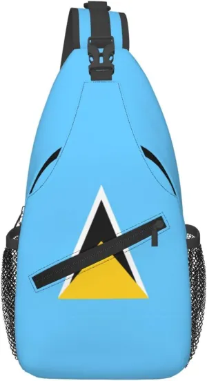 Cute St Lucia Flag Sling Backpack Multipurpose Crossbody Sling Bag Travel Hiking Crossbody Shoulder Bag Backpack