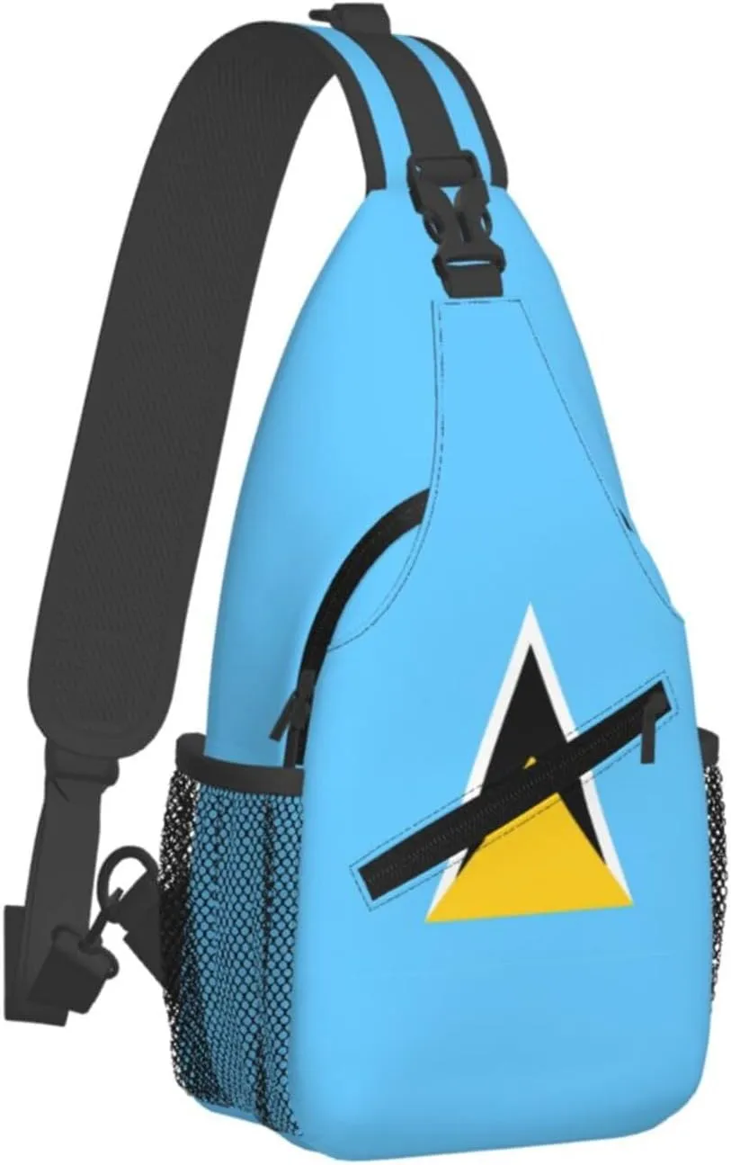 Cute St Lucia Flag Sling Backpack Multipurpose Crossbody Sling Bag Travel Hiking Crossbody Shoulder Bag Backpack