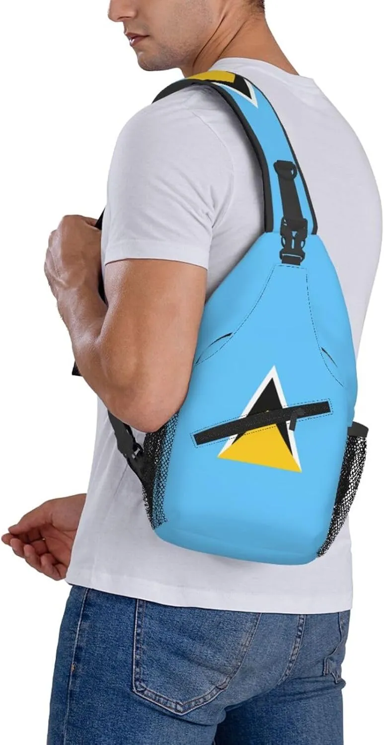 Cute St Lucia Flag Sling Backpack Multipurpose Crossbody Sling Bag Travel Hiking Crossbody Shoulder Bag Backpack