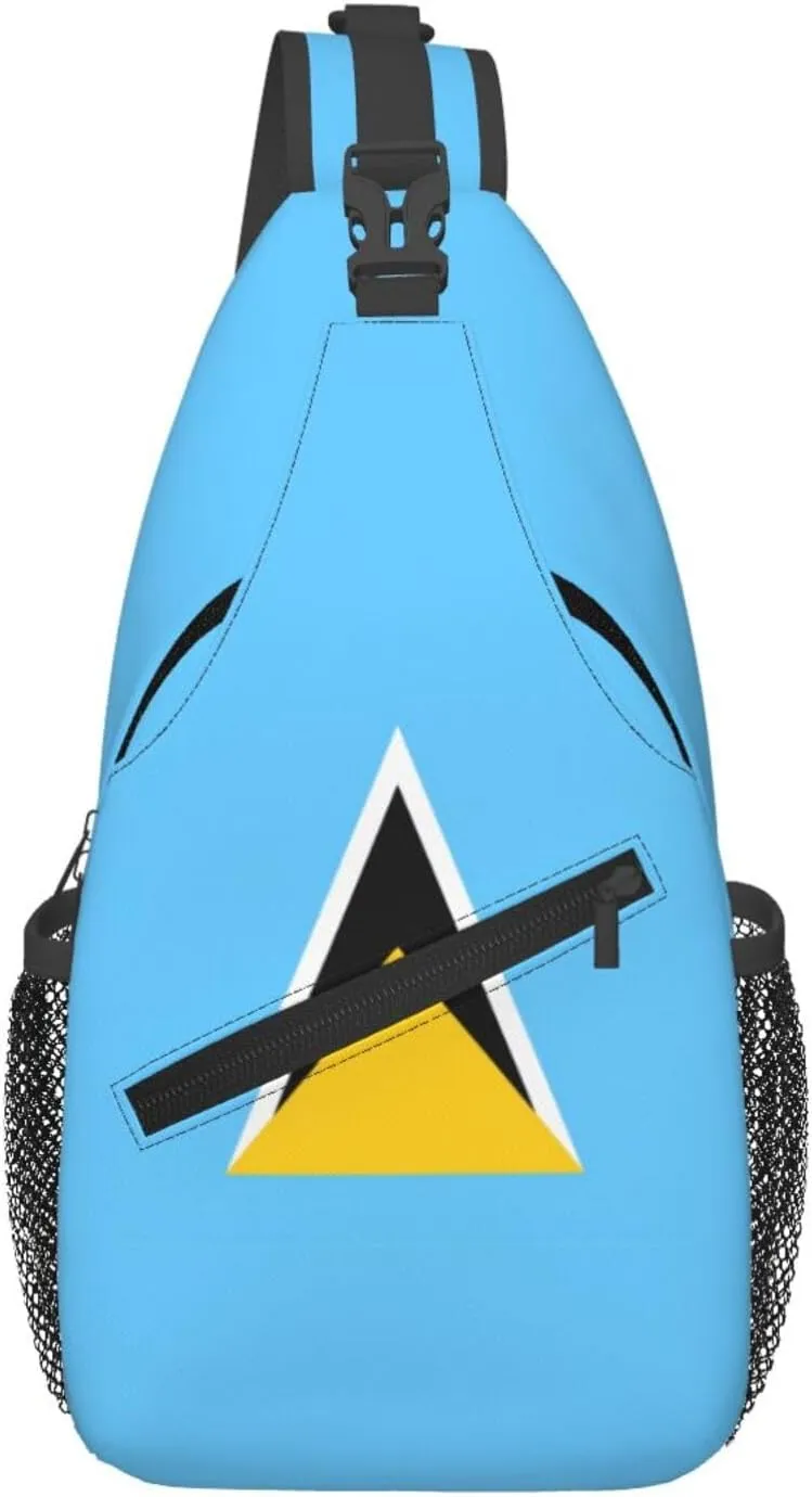 Cute St Lucia Flag Sling Backpack Multipurpose Crossbody Sling Bag Travel Hiking Crossbody Shoulder Bag Backpack